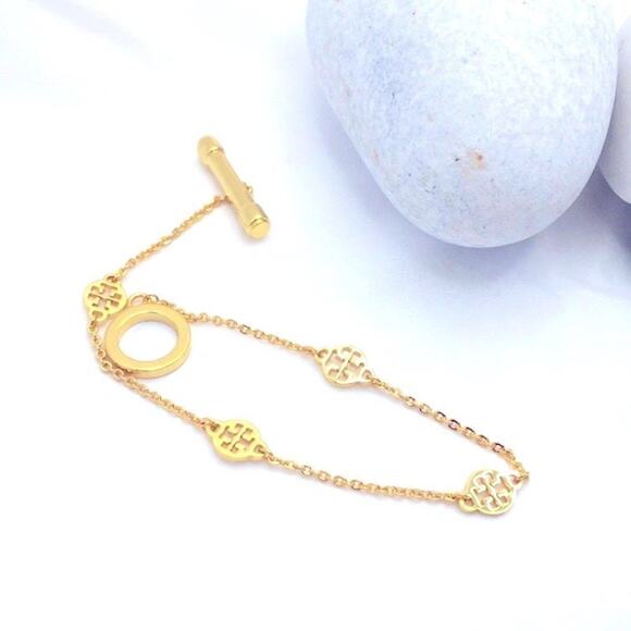 Tory Burch Gold Logo Toggle Bracelet - Picture 3 of 6